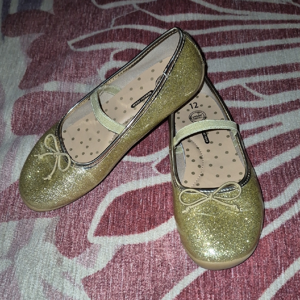 Gold Glitter Kids Ballet Flats